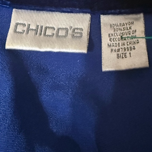 Chico's Midnight Blue Velvet Blouse with Floral Details - Picture 5 of 5